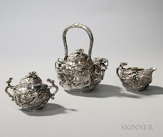 Three-piece Meiji Period Silver Tea Service