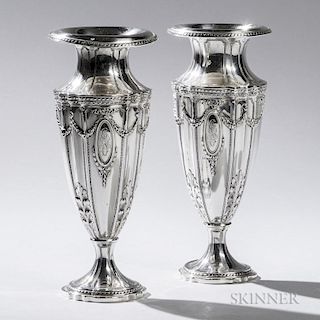 Pair of Bailey, Banks & Biddle Sterling Silver Vases
