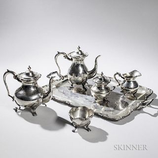 Six-piece Peruvian Sterling Silver Tea and Coffee Service