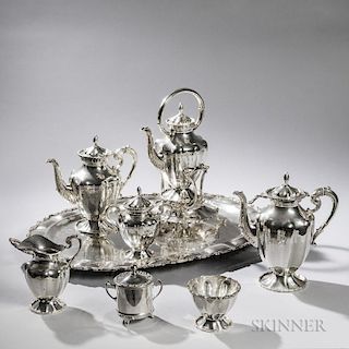 Seven-piece Mexican Sterling Silver Tea and Coffee Service