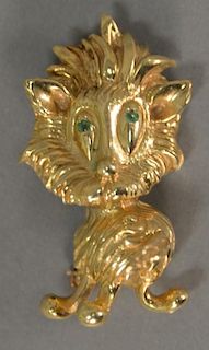 10K gold lion pin. lg. 1 1/2in., 15.2 grams