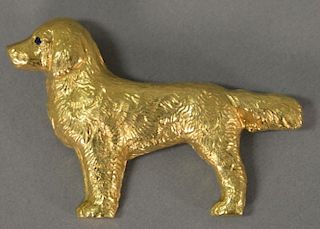 18K gold dog pin. lg. 2in., 15.9 grams