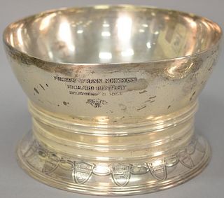 Tiffany & Co sterling silver presentation bowl marked Phoebe Wrenn Norcross Richard Bentley December 9, 1922, with 15 names a