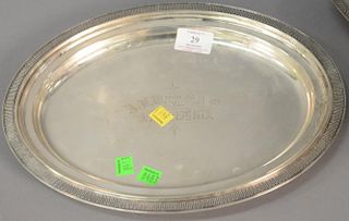 Tiffany & Co. oval tray marked Tiffany & Co. 1903, 3816 Union Square. lg. 12 3/4in., 29.2 troy ounces