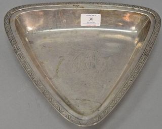 Triangular sterling silver dish, Harding Boston. ht. 1 3/4in., 10 1/2" x 11 1/2", 17.9 troy ounces