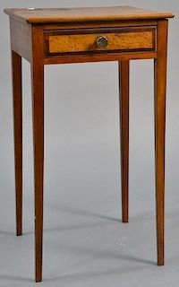 Federal one drawer stand with banded birds eye maple drawer front, circa 1800. ht. 29in., top: 16" x 16"