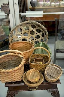Group of eight various baskets. dia. 6in.to 22in. Provenance: Estate of Arthur C. Pinto, MD