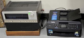 Electronics grouping to include Kenwood KT 8005 stereo tuner, Brother printer, and a Dual 229Q record player.