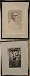 Group of four etchings including Clarence W. Anderson etching, "Nude", signed lower right: C.W. Anderson, plate size 10 3/4" 
