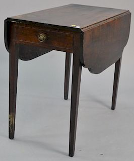 Federal mahogany drop leaf table with drawer, ht. 29in., top: 17" x 37", open: 28" x 37" Provenance: Estate of Arthur C. Pint