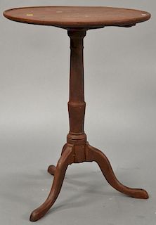 Dished top candlestand in red paint, 18th century. ht. 27in., dia. 20in. Provenance: Estate of Arthur C. Pinto, MD