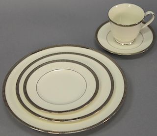 Noritake Sorrento Platinum dinnerware set, setting for twelve, 98 total pieces. Provenance: Estate of Arthur C. Pinto, MD