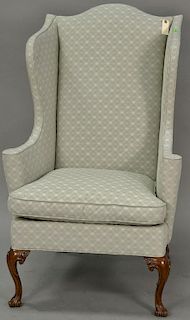 Southwood Chippendale style upholstered wing chair.