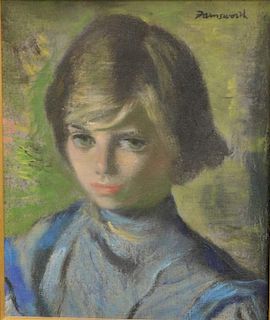 Jerry Farnsworth (1895-1982), oil on canvas, portrait of a young girl, signed top right: Farnsworth, 10" x 12". Provenance: E