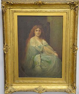Two paintings to include C. Myron Clark (1858-1925), "The Little Pearl Mother", signed on back: painted by C. Myron Clark 191