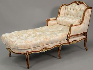 Louis XV style chaise lounge with custom upholstery. lg. 72in.