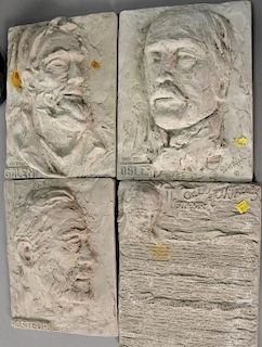 Seven plaster pieces to include Doris Appel plaques: Osler, Pasteur, Galen, and Oate of Hypocrisy (13" x 10"), Salvini Carber