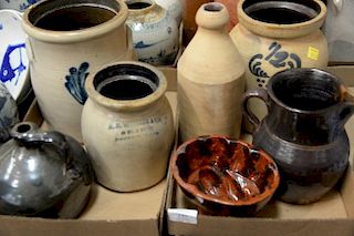 Three box lots of stoneware including crocks and jugs, ten pieces. Provenance: Estate of Arthur C. Pinto, MD