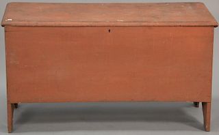 Lift top blanket chest in old paint. ht. 23in., top: 18" x 41" Provenance: Estate of Arthur C. Pinto, MD
