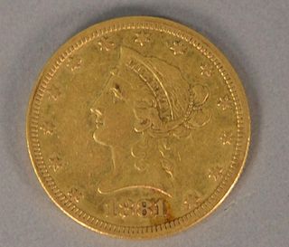 1881 Liberty $10 gold coin