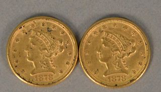 Two 1878 Liberty $2 1/2 gold coins