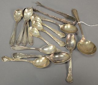 Silver lot including tongs and spoons. 10.1 troy ounces