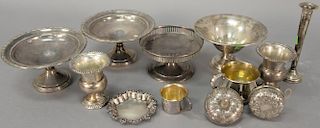 Sterling silver twelve piece lot with 10.2 weighable troy ounces plus six weighted pieces.