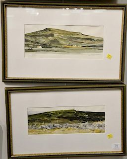 Pair of Eugene Conlon (1925-2001) watercolors on paper, "Near Clifton" Farm Field, signed lower left: Eugene Conlon, sight si