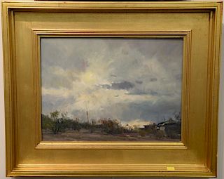 Jason Situ (b. 1949), oil on canvas, Sun Coming Through Storm Clouds, landscape, signed lower right: W. J. Situ and on verso: