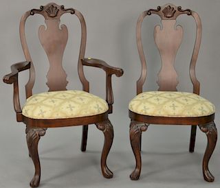 Ethan Allen set of seven Queen Anne style chairs.