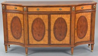 Ethan Allen mahogany sideboard with banded inlaid top. ht. 39in., wd. 70in., dp. 20in.