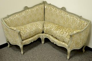 Two part Louis XV style corner loveseat. 53" x 59" Provenance: From an apartment on Park Avenue, New York.