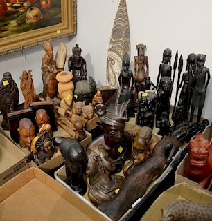Four box lots to include pair of hand carved African hardwood busts, Bali Indonesian carved bust of a man, Rosewood bust, Asi
