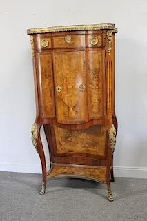 19 Century Continental Marquetry Inlaid Cabinet.