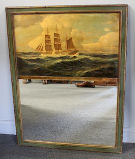 BORGHESE. Italian Trumeau Mirror with Ship