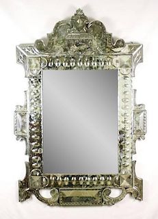 Venetian Etched and Mirrored Looking Glass
