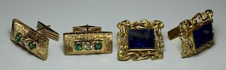 JEWELRY. 18kt and 14kt Gold Cufflink Grouping.