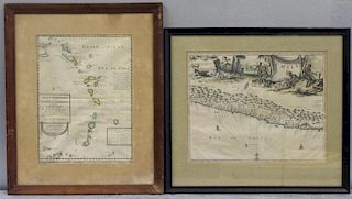 Two Antique Maps Chili (sic) & Caribbean C. 1667