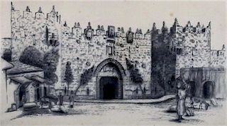 J. Eisenberg Judaica Jerusalem Etching