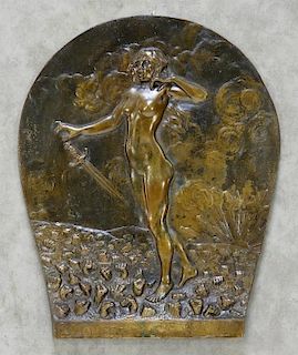 Fernand Dubois Art Nouveau Bronze Plaque