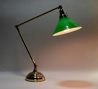 American Emeralite Cantilever Brass Desk Lamp
