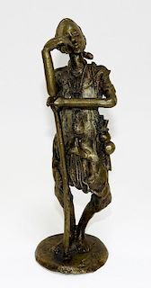 Early 20C. African Tribal Bronze Sculpture of Man