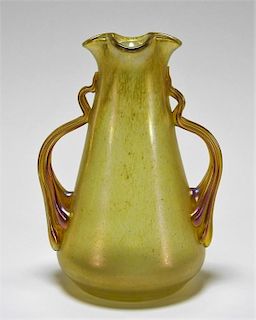 FINE Loetz Coppelia Gold Iridescent Art Glass Vase