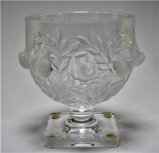 French Lalique Elisabeth Bird Glass Compote