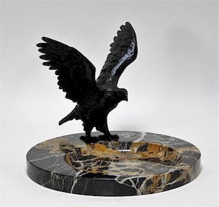 Austrian Vienna Bronze Eagle Onyx Desk Tray
