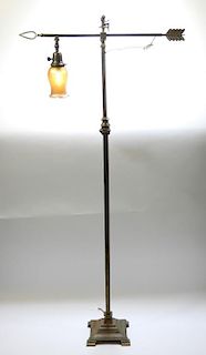 English Victorian Gothic Brass Imp Floor Lamp