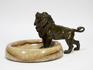 Austrian Vienna Art Deco Bronze Lion Desk Tray