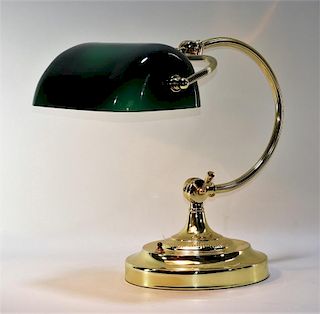 American Emeralite Polished Brass Desk Lamp
