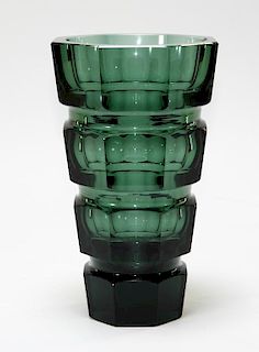 Joseff Hoffmann Moser Art Deco Smoked Crystal Vase