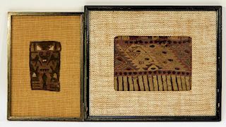 2 Pre-Columbian Geometric & Figural Woven Textile